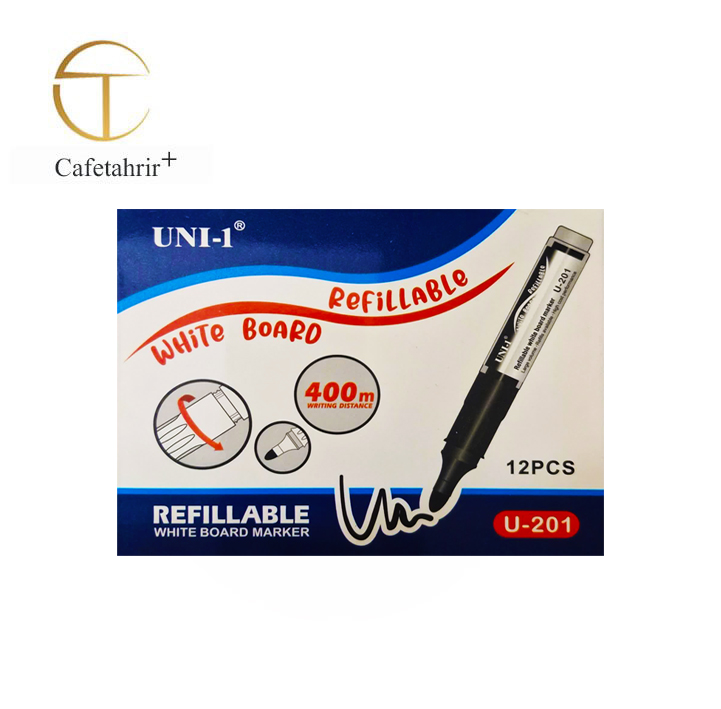 ماژیک وایت برد شارژی نوک گرد UNI-1 مدل U-201 بسته 12 عددی